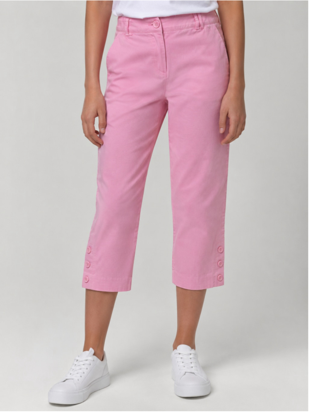 Counterparts Women’s Pink Capri Pants Size 10P Stretch Button Hem